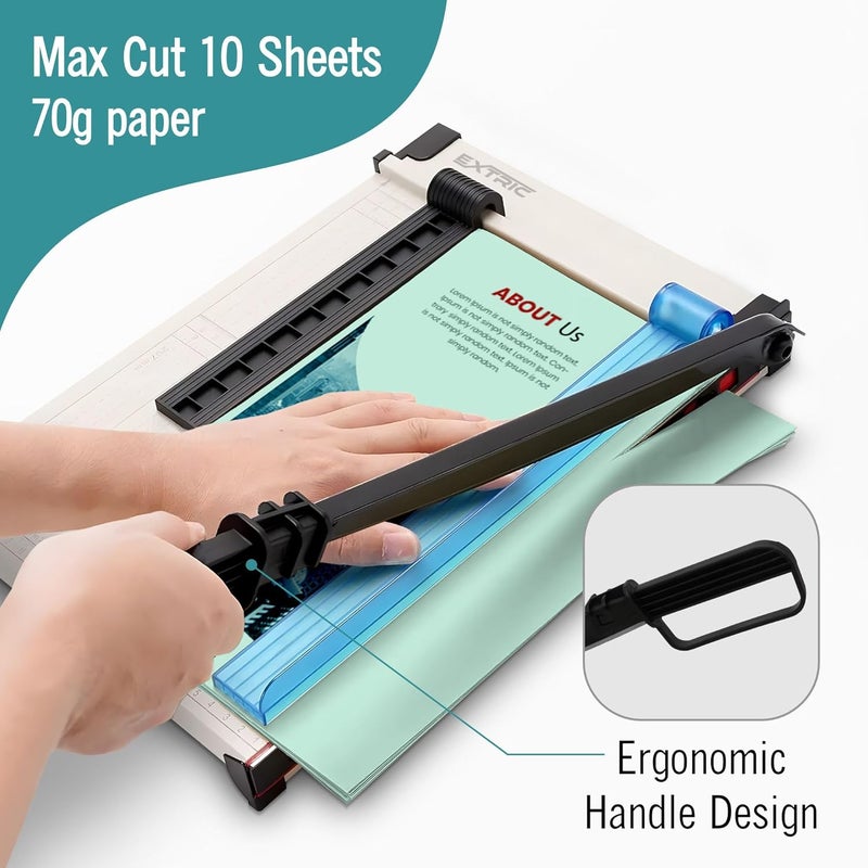 EXTRIC Paper Cutter Heavy Duty, 12" Paper Trimmer with Safety Guard, Guillotine Papers Cutter for Classroom and Office, Heavy Duty Metal Base, Magnetic Guide, Laser Printed Scale - Image 4